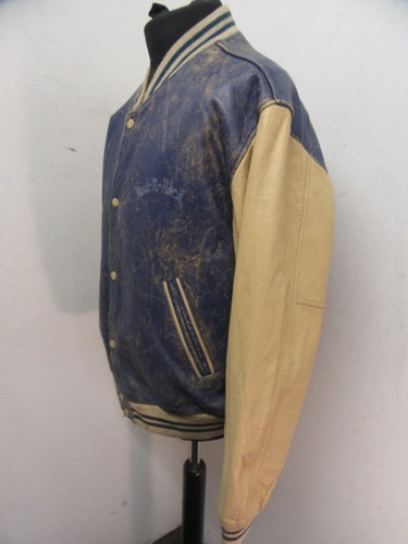 VINTAGE LEATHER BASEBALL VARSITY JACKET SIZE XL, ACE PATINA, RED N ROCK - Imagen 6 de 18