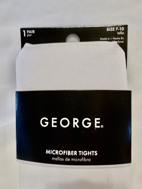NEW Girls George (Wal Mart) Size 7-10 White Microfiber Tights NWT