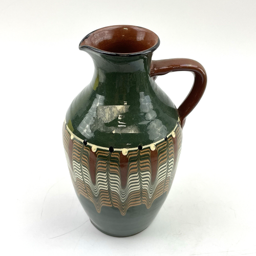 Vintage Keramikvase grün braun | Wellenmuster | 60er 70er Stil | 17 cm - Picture 2 of 8