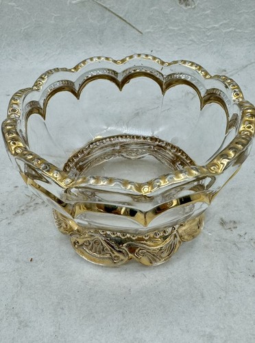 Antique Riverside Glass Co Empress Creamer Sugar Bowl Gold Clear USA EAPG c1899 - Picture 18 of 24