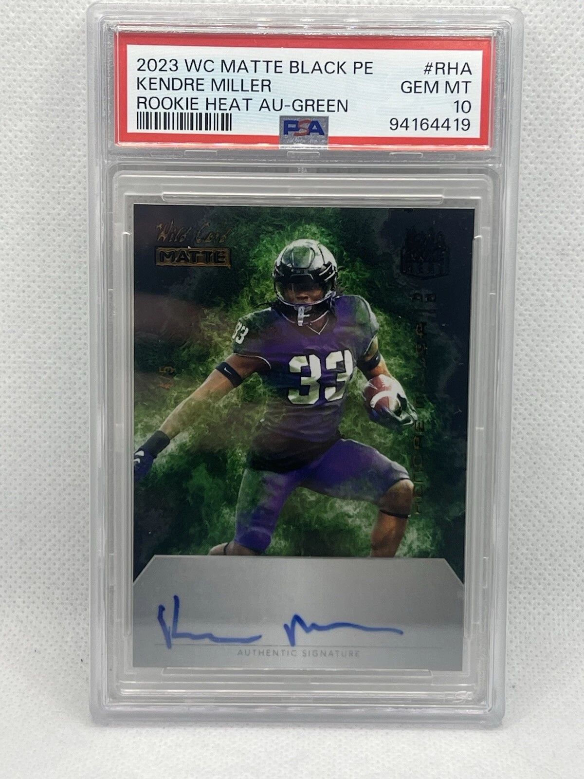 Kendre Miller Wild Card Matte Black Premium Edition Rookie Heat Autographs #RHA Green