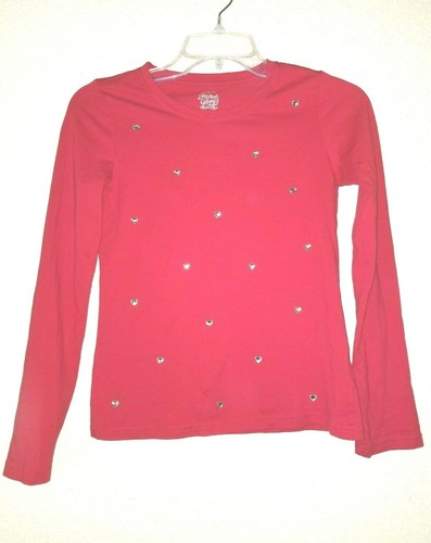 Sweet Girl's FADE GLORY Embellished Hearts Size L 10-12 Long Sleeve Tee Shirt - Picture 2 of 7