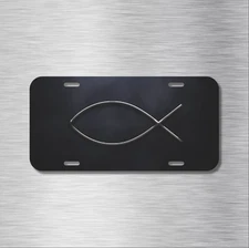 Jesus fish Vehicle License Plate Front Auto Tag Plate Christian Peace Love Joy