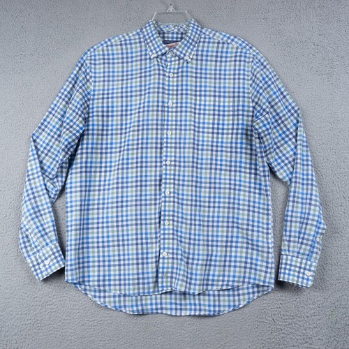JohnnieO Hangin' Out Large Men's ButtonUp Shirt 100 Cotton Blue