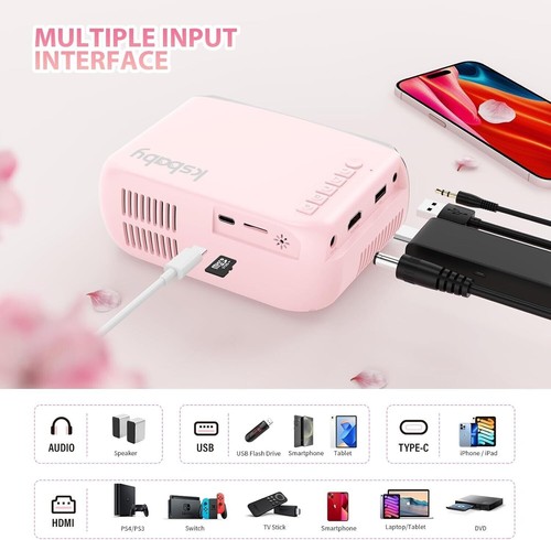 Portable Projector 1080P LED Mini Home Cinema Movie Theater Projector Multimedia - Picture 3 of 6