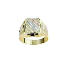 Men's 18kt White  Rose Yellow Gold Rectangular Top Ring