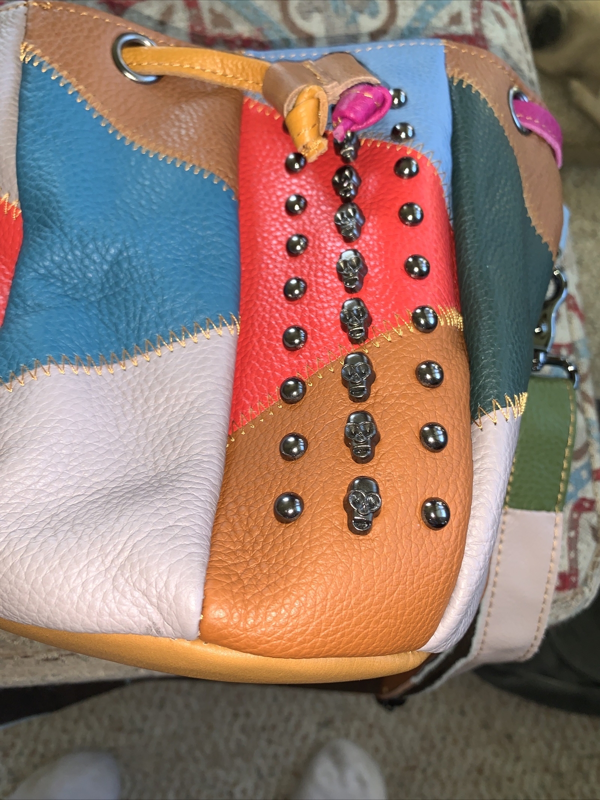 Ameri Leather Skulls And Rivets Patchwork Leather… - image 12