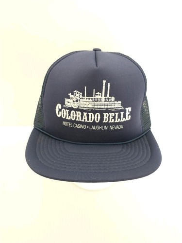 Cappello vintage anni 80 Colorado Belle Riverboat Casino Laughlin Nevada maglia snpback blu - Foto 11 di 12