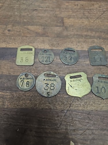 K203- 10 Antique P. DIBIASE COAL MINE (PA) MINERS BRASS Employee Tag Checks - Bild 2 von 5