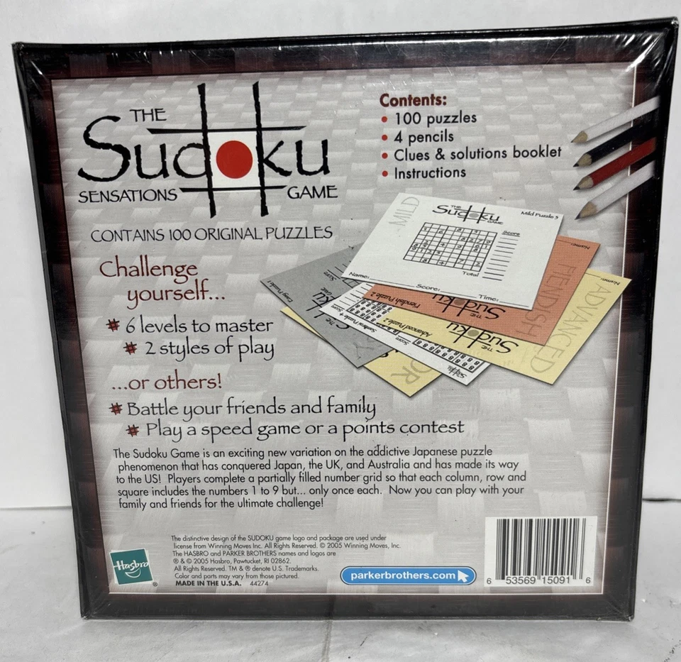 Sudoku Sensations Game Parker Brothers 2005 | 100 Original Puzzles 1-4 Players - Image 2 of 4