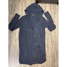 Saks Fifth Avenue Women's Navy Blue Cashmere 100% Long Cardigan Sweater Size M