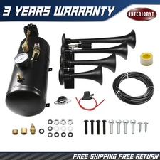 4 Trumpets 1G  Train Horn Kit Loud System Air Tank 150PSI For Car Truck Pickup