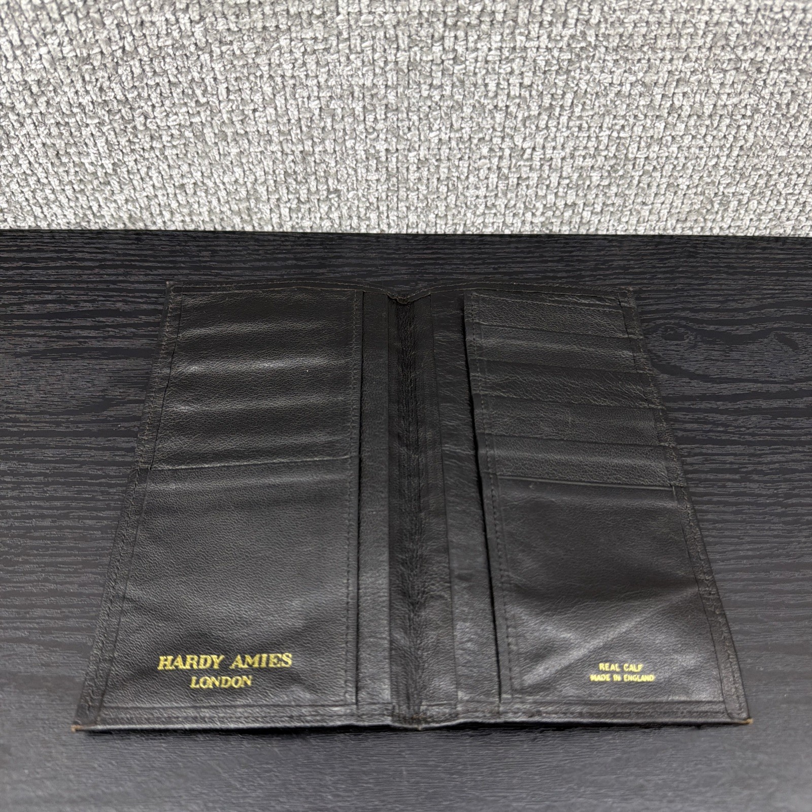 Hardy Amies London Black Calf Leather Wallet Made In England Card & Cash Slots