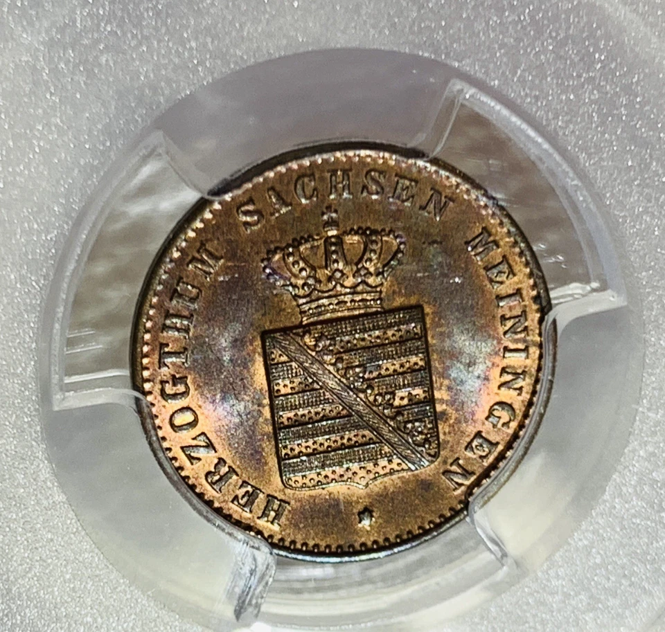 Germany Saxe-Meiningen 1863 1 Pfennig PCGS MS-65 RB Top Pop1 - Image 3 of 4