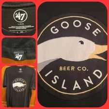 '47 Goose Island Beer Company Embroidered T Shirt Beer Bar Pub Brewery Chicago L