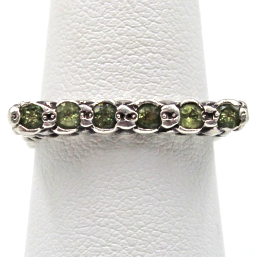 Dian Malouf Sterling Silver 925 Green Faceted Gemstone Stackable Stack Ring Sz 7 - Picture 3 of 8