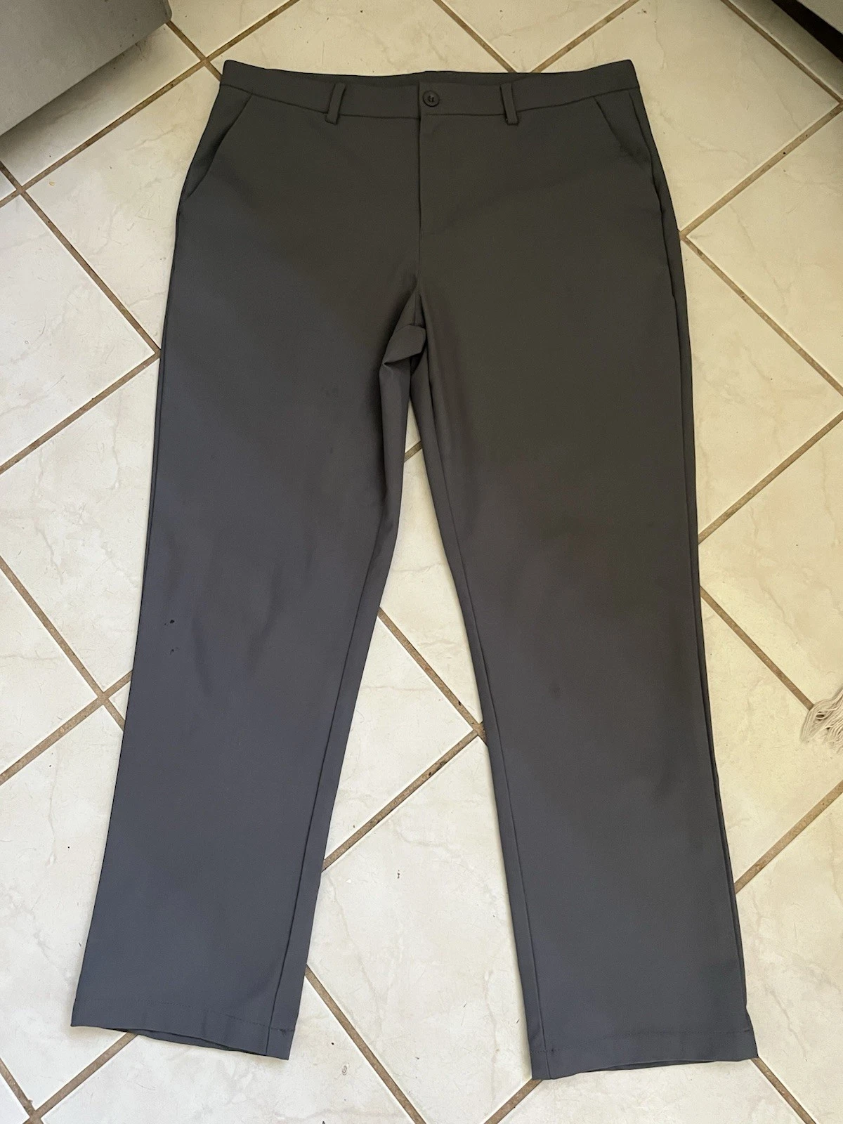 LIBIN Men's Dark Grey Lightweight Stretch Quick Dry Chino Golf Pants Sz 35x29