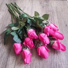 Faux Sunset Pink Rosebud 16" Long Stem Real Touch Artificial Flower 1 Stem