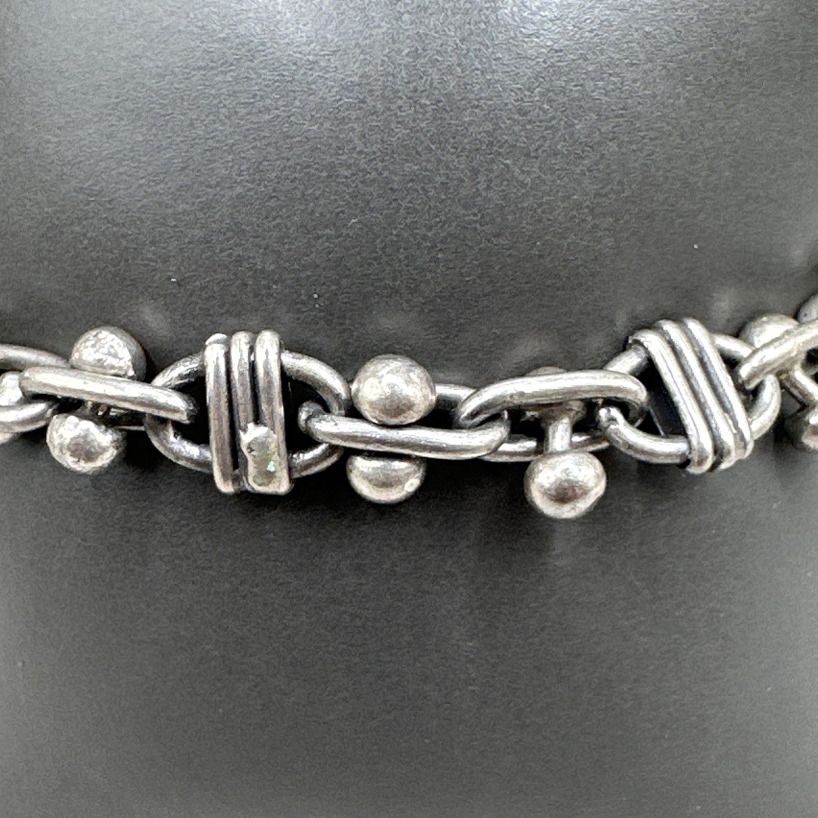 Solid Brutalist Design Sterling Silver Bracelet 7… - image 1
