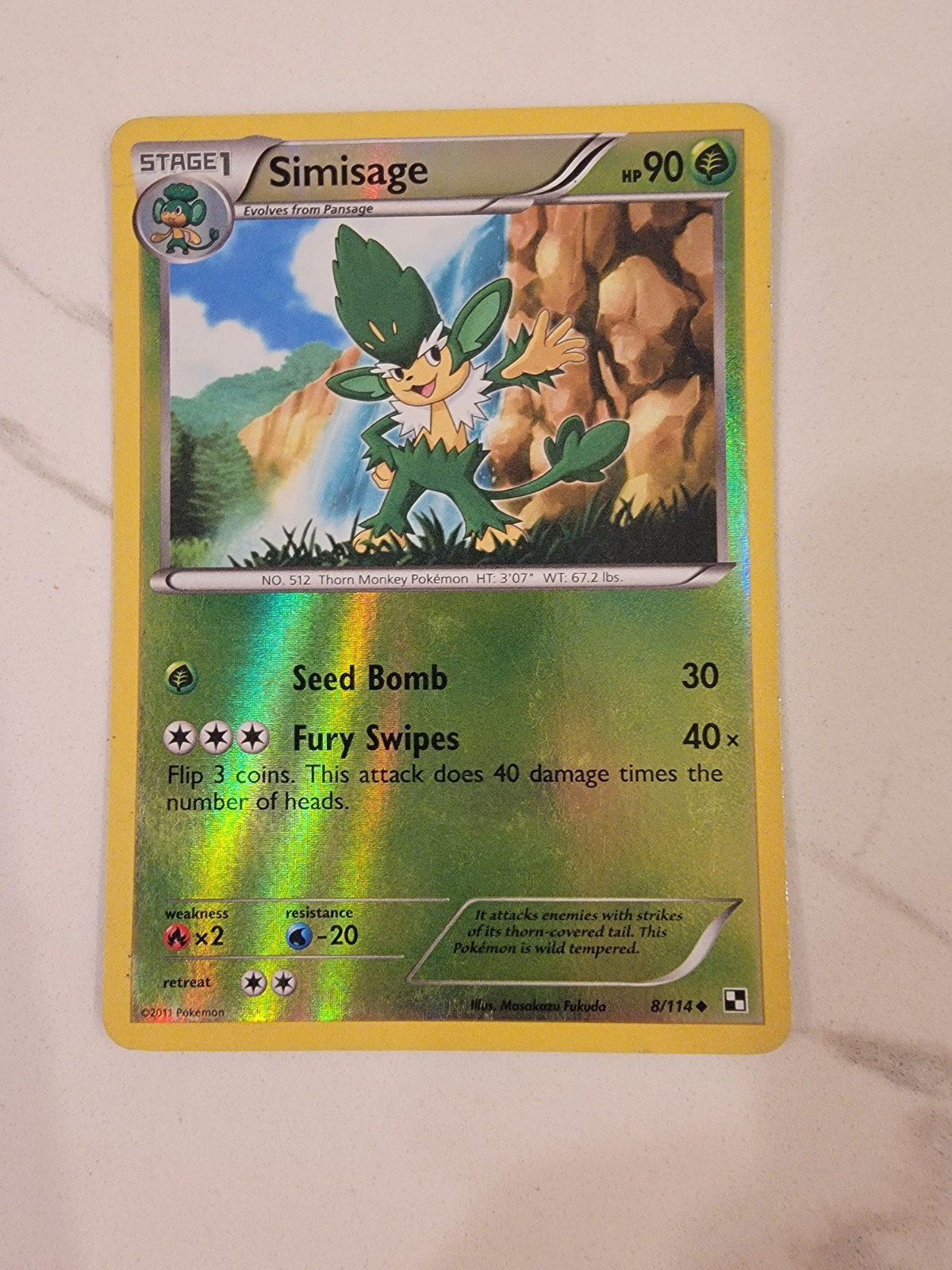 Simisage Rev Reverse Holo 8/114 BW Black & White Base - LP Pokemon Card