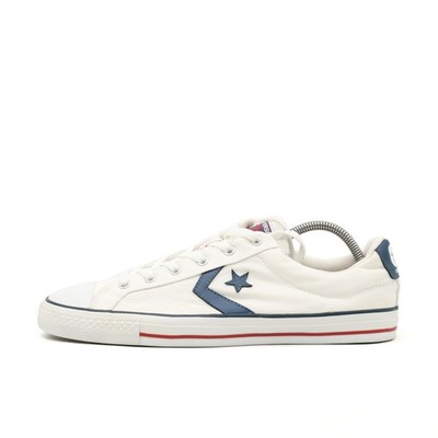 Converse Herren Star Player Sneaker Weiß/Blau Textil Low-Top Atmungsaktiv EU 44