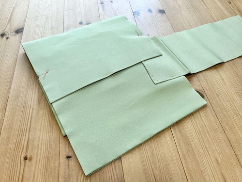 Obi Tsuke Obi, Pure Silk, Syrup, Yuzen Dye, Embroidery, Blur, Yellow-Green, Yzk4 - Picture 4 of 7