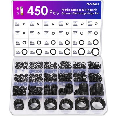 O-Ringe Set Gummidichtungen 450 Stück Nitril 24 Größen Schwarz Wasser