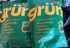 Gruns Adults Super Greens Gummies, Superfood Gummy Bears with Spirulina 224 8 Ct