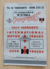 International Harvester Motor Trucks Matchbook Cover Standard Clarksburg WV Logo