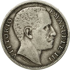 [#494748] Coin, Italy, Vittorio Emanuele III, 2 Lire, 1905, Rome, VF, Silver, KM