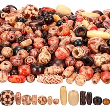 Gejoy 800 Pieces Printed Wooden Beads Assorted Natural Loose Wood Beads for J...