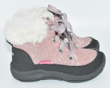 Oshkosh B  Gosh Toddler Girls Ramira Sparkly Pink Glitter Lace Up Boots Size 7M 