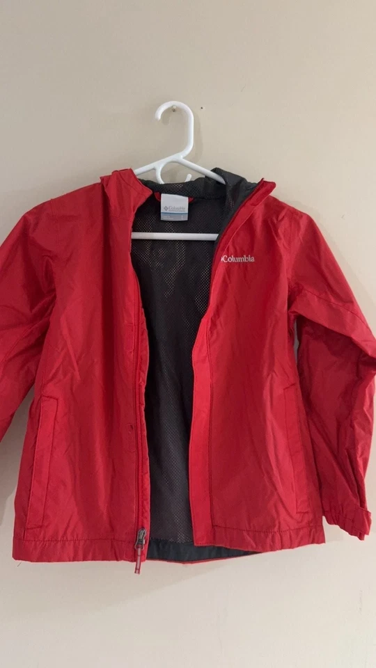 Chaqueta de lluvia ligera Columbia roja - para niños talla M Foto 2 de 4