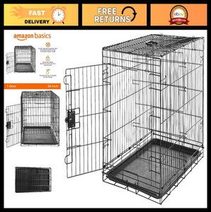Portable Metal Wire Dog Crate with Removable Tray, Divider Panel, Foldable, 36"x