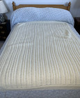Handmade Crochet Blanket Afghan 45 x 64” Ivory Cream Acrylic throw