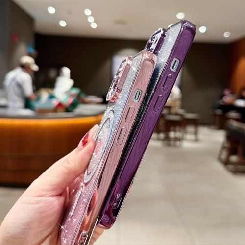 Magnet für Hülle Glitzer, Süße Liebe Herz Beschichtung Luxus iPhone 13 Rosa - Bild 7 von 8