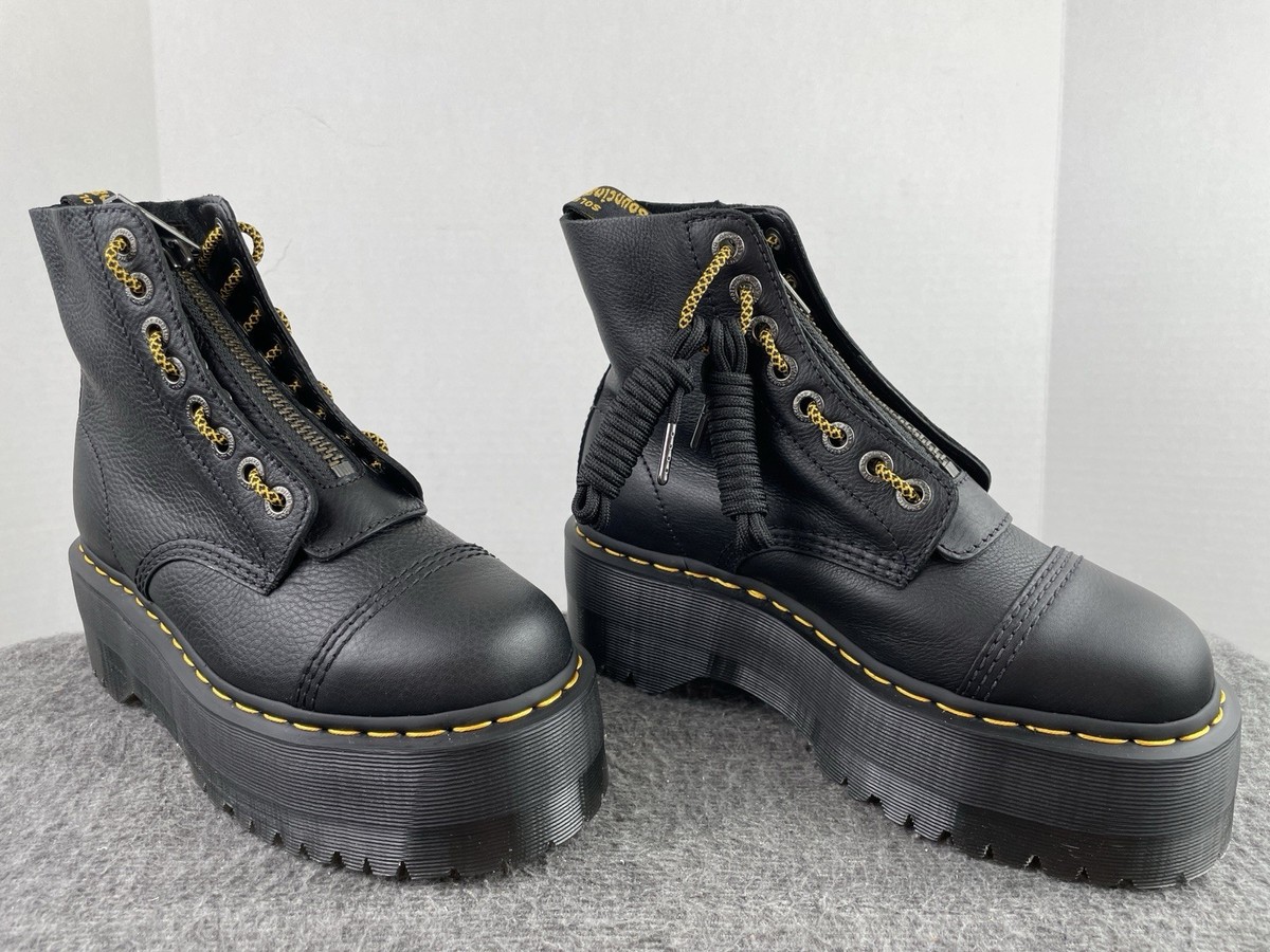 Dr. Martens Sinclair Max Platform Boots Black Pisa Leather Women's
