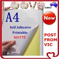 40 x A4 White Matte Self Adhesive Sticker Paper Sheet Label Laser Inkjet Print