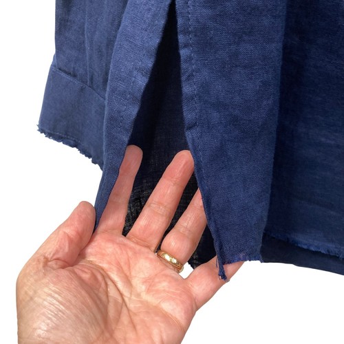 INC International Concepts Women's Linen Over-Top, Size 1X, Raw Hem Navy Blue - Picture 5 of 13
