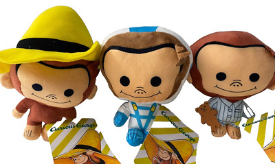 Set of 3 Curious George Monkey Plush Toys 7 inch each New with tags