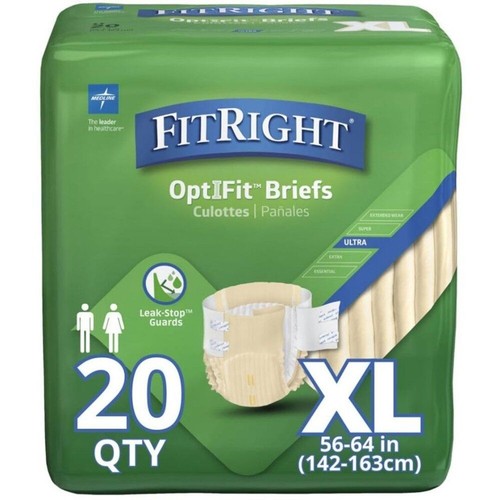 FitRight Ultra Adult Diapers, Disposable Incontinence Briefs with Tabs X-Large