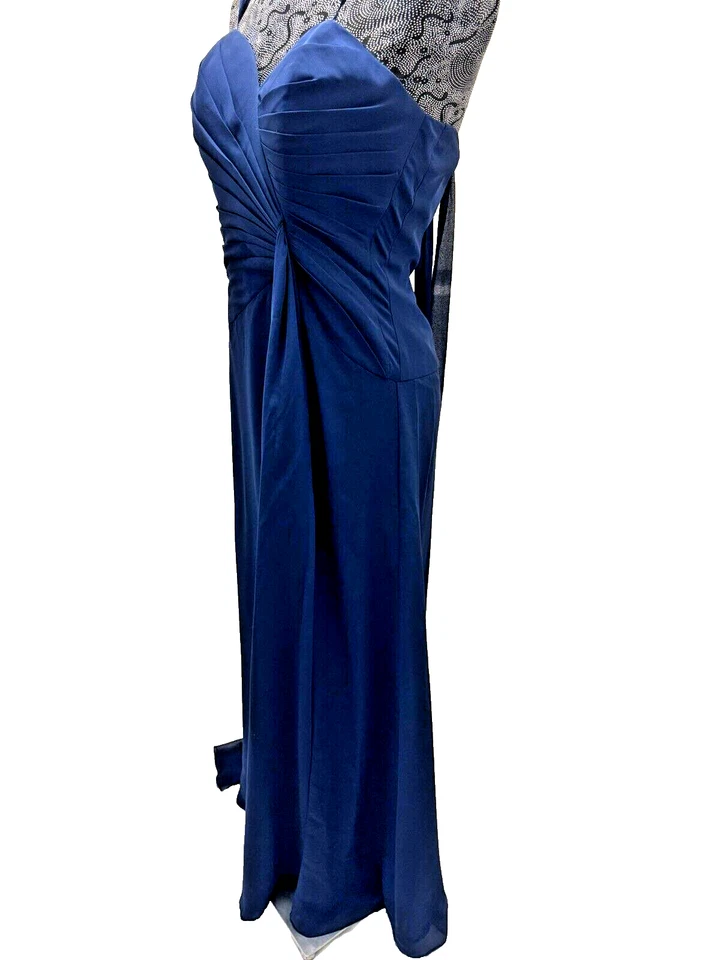 NUEVO Vestido Faviana Sweetheart Sin Tirantes Azul Marino Talla 6 Foto 3 de 4