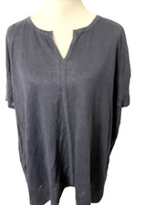 Talbots Woman Petites Navy V Neck Short Sleeve Linen Sweater 3Xp