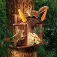 Futterhaus EichhöRnchen Futterautomat Futterstation FutterhäUschen Kiefer Holz