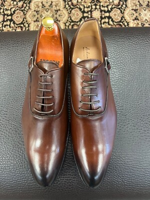 Italian leather dress shoes brown color size 45