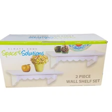 Always Home Wood Two Shelf Set White Scallop Edge Traditional Wall  12x4.5x3.9