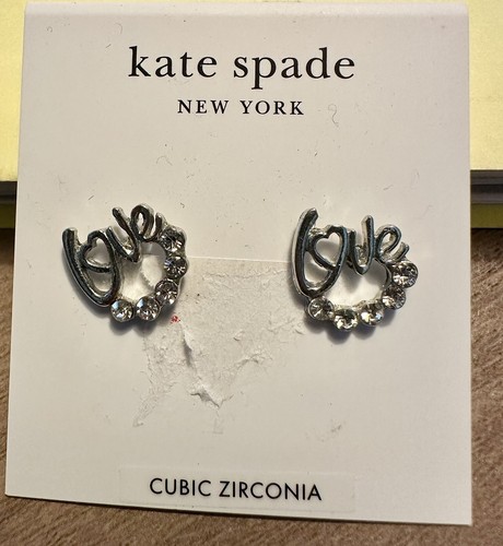 Kate Spade LOVE Post Earrings w/cubic Zirconia NWT                 FREE SHIPPING