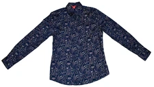 GUESS Long Sleeve Button Up Shirt Men's Size Medium Navy Blue Floral