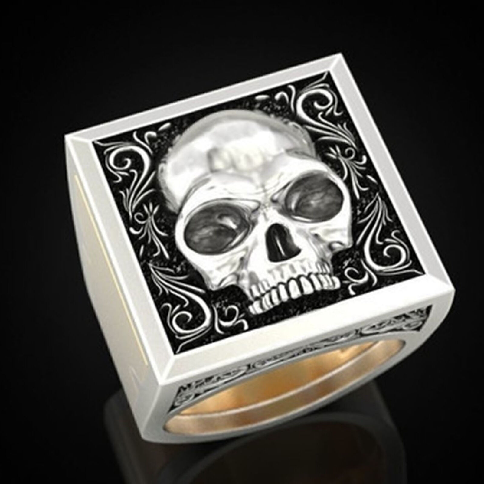 Fashion Mens Heavy Stainless Steel Gothic Punk Biker Rings Lion Skull