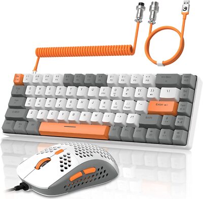 ZIYOULANG 60% Verkabelt mechanische Gaming Tastatur+RGB Maus TKL Compact Layout
